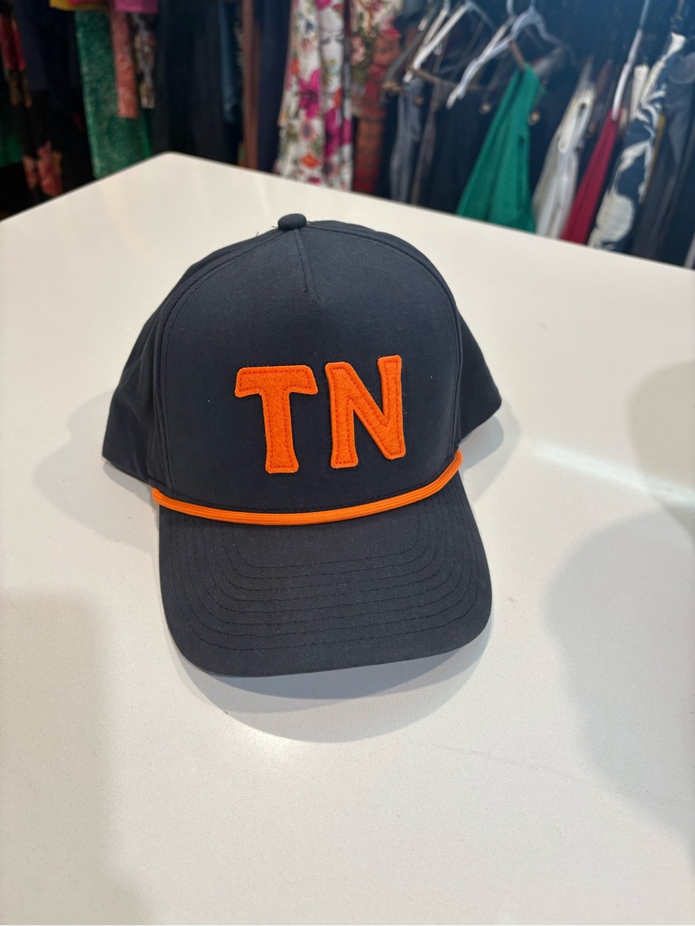 TN Embroidered Navy Tennessee Baseball Cap with Orange Trim
